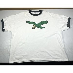Vintage PHILADELPHIA EAGLES Logo Ringer T-Shirt Mens Size 2XL Please READ